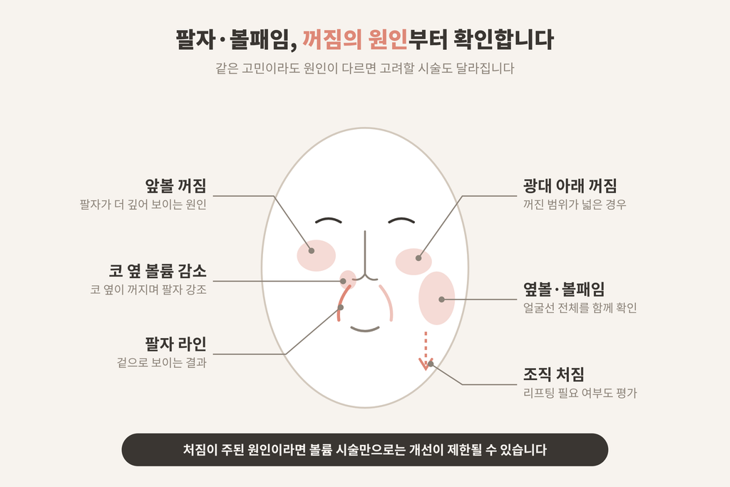 팔자주름 볼패임 원인 앞볼 광대 아래 꺼짐 개념도