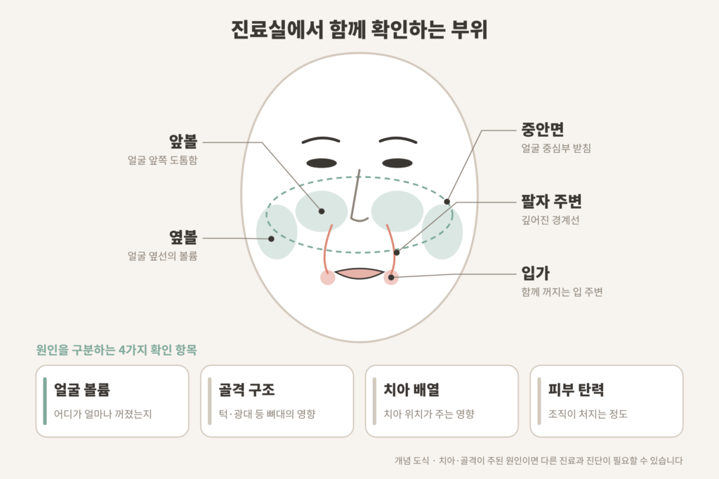 입 돌출 원인 확인 부위 앞볼 옆볼 중안면 팔자주름 입가